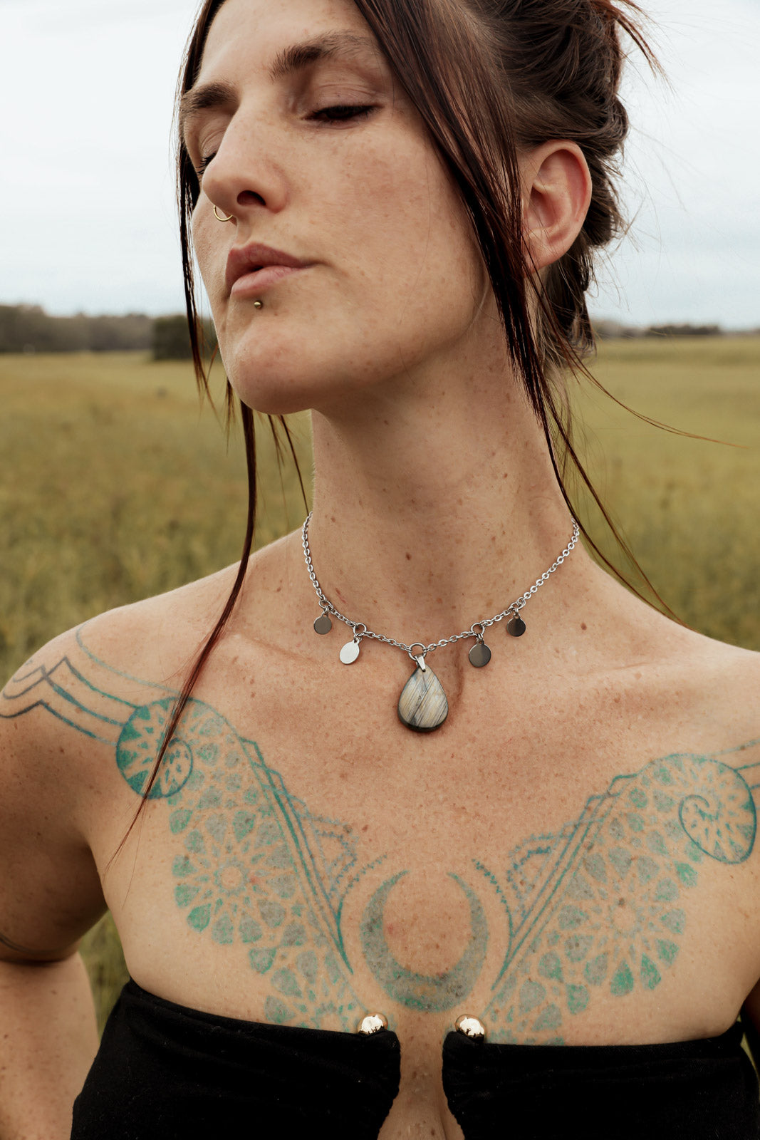 SASHA Labradorite Necklace - Steel
