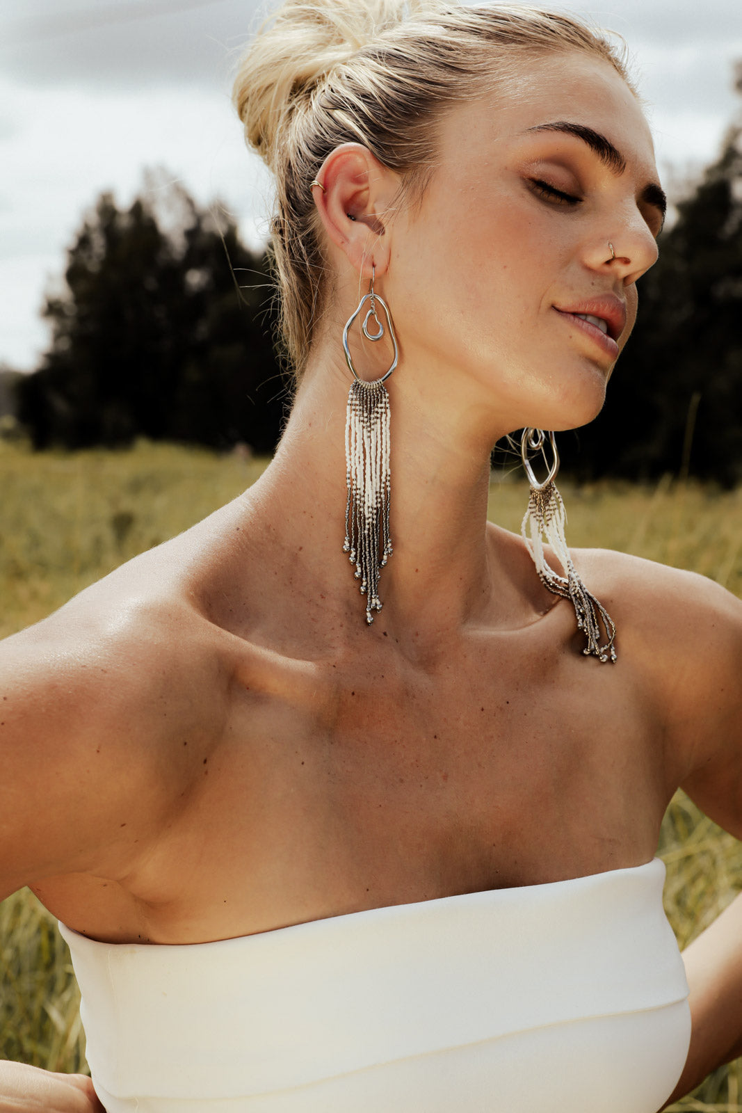 ATHENA Fringe Earrings - Steel
