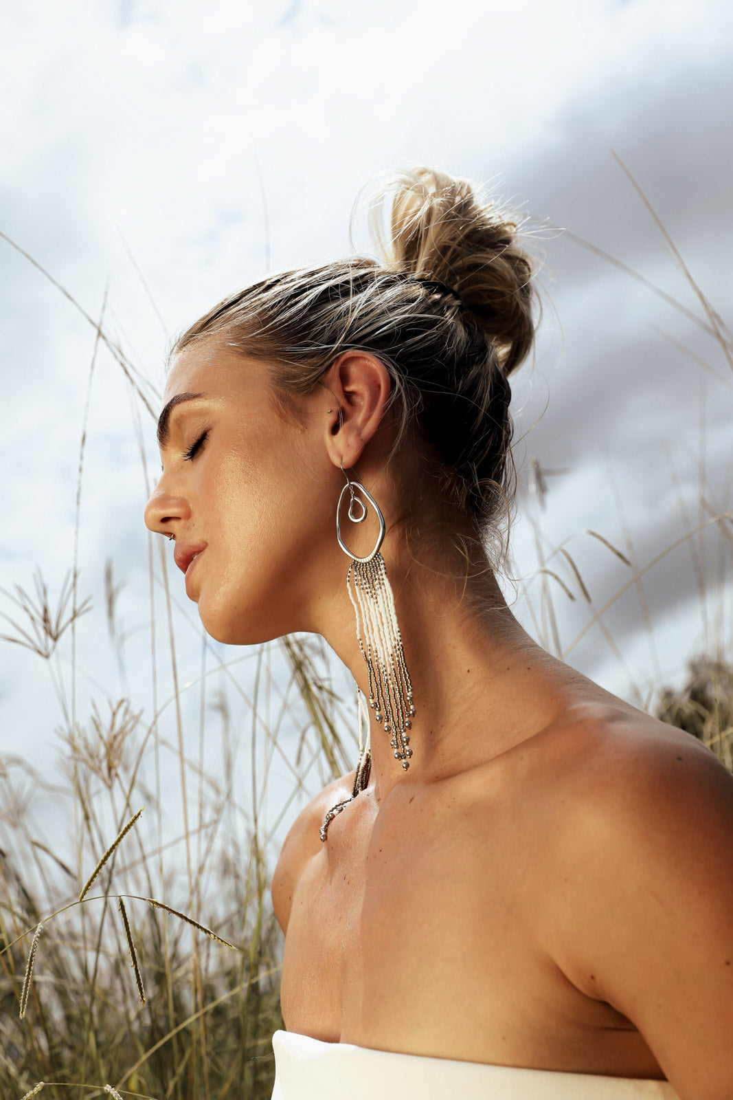 ATHENA Fringe Earrings - Steel