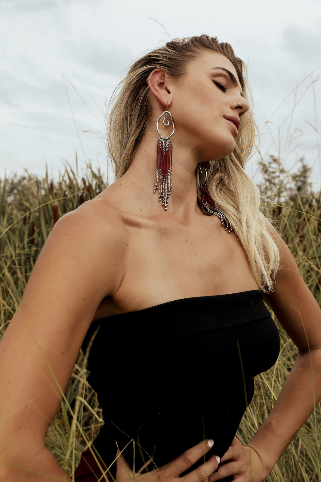 SEKHMET Fringe Earrings - Steel