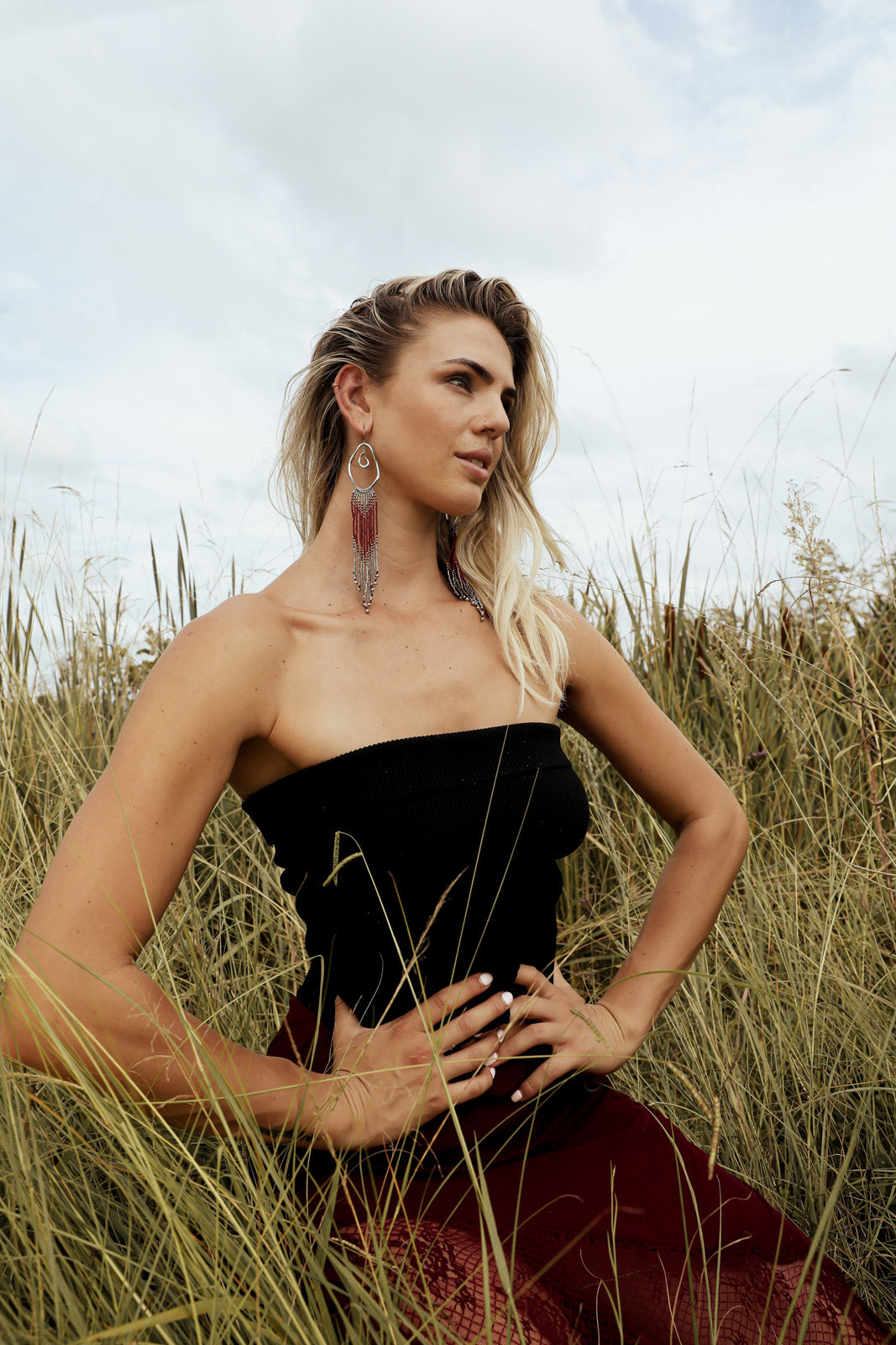 SEKHMET Fringe Earrings - Steel