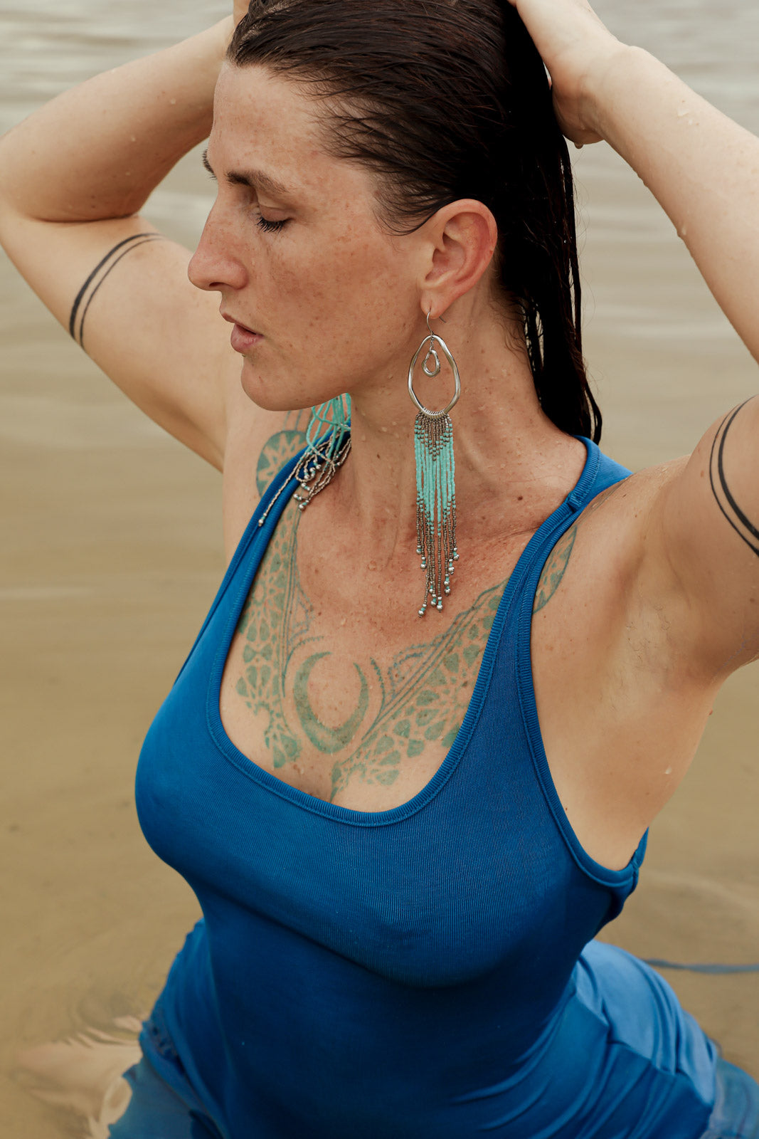HATHOR Fringe Earrings - Steel