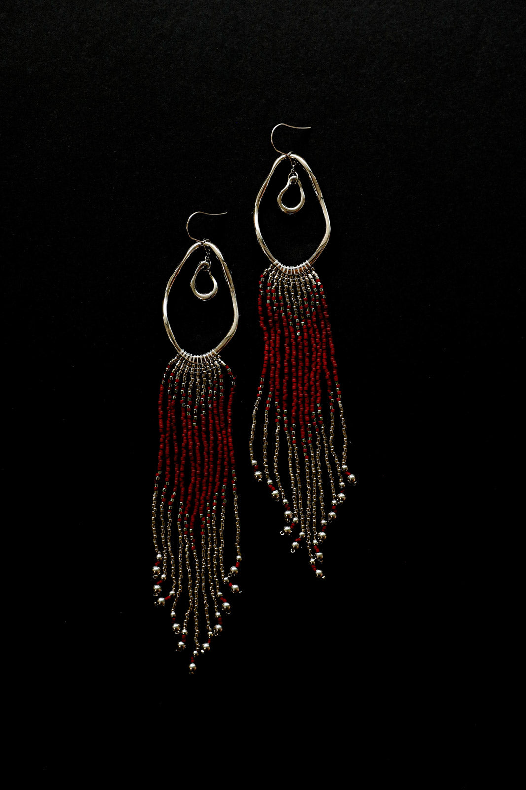 SEKHMET Fringe Earrings - Steel