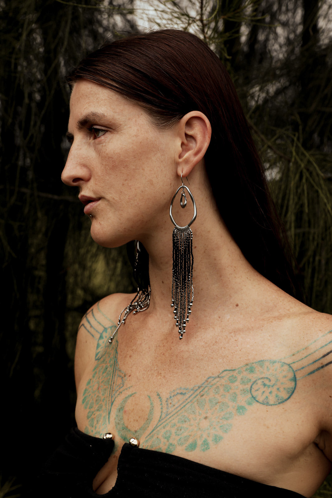 NYX Fringe Earrings - Steel