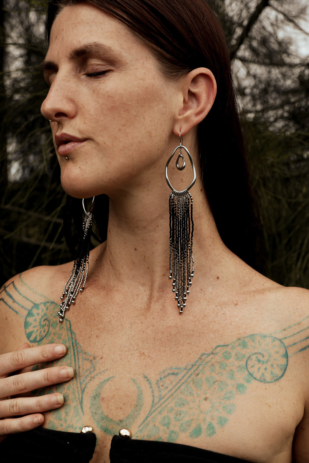 NYX Fringe Earrings - Steel