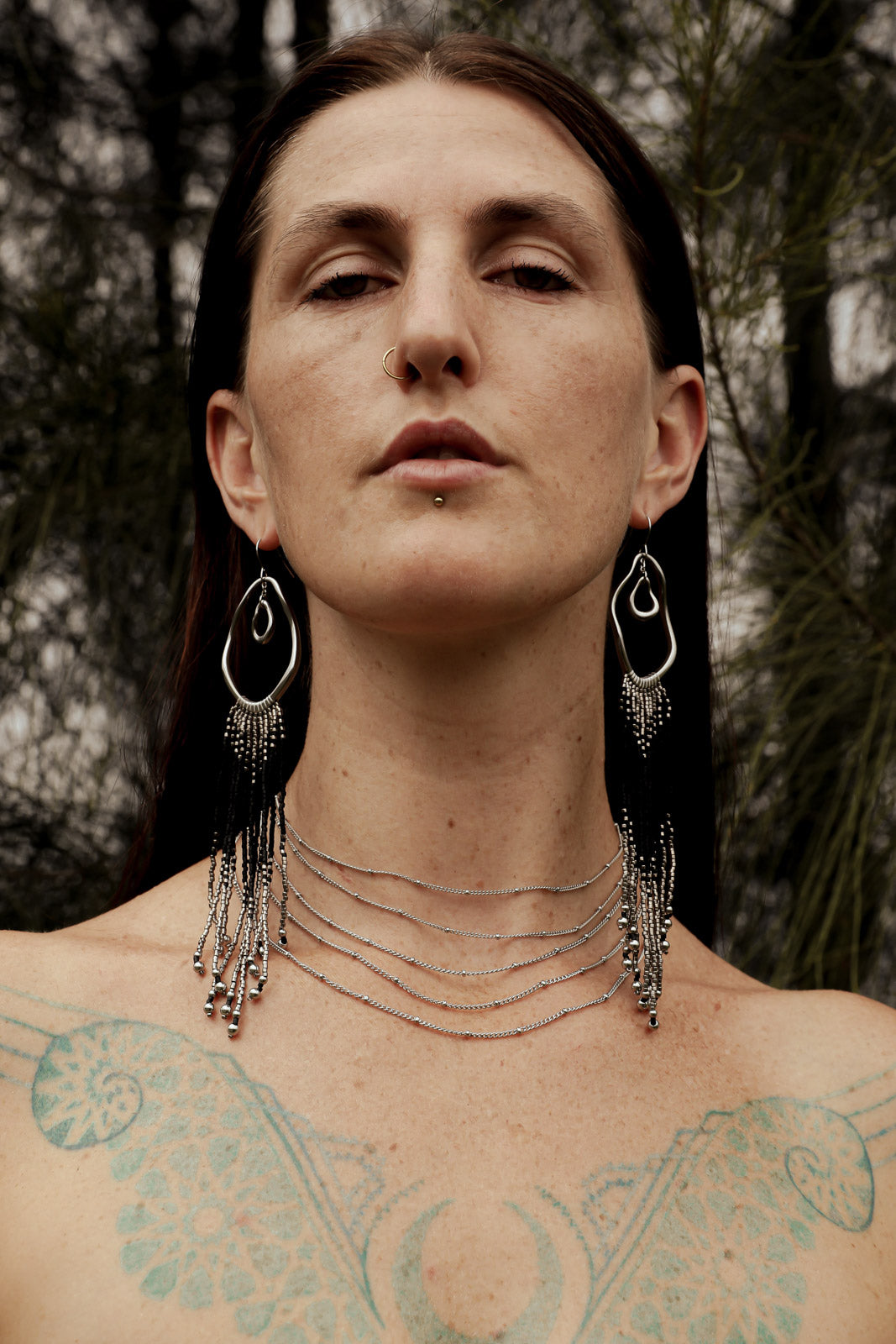 NYX Fringe Earrings - Steel
