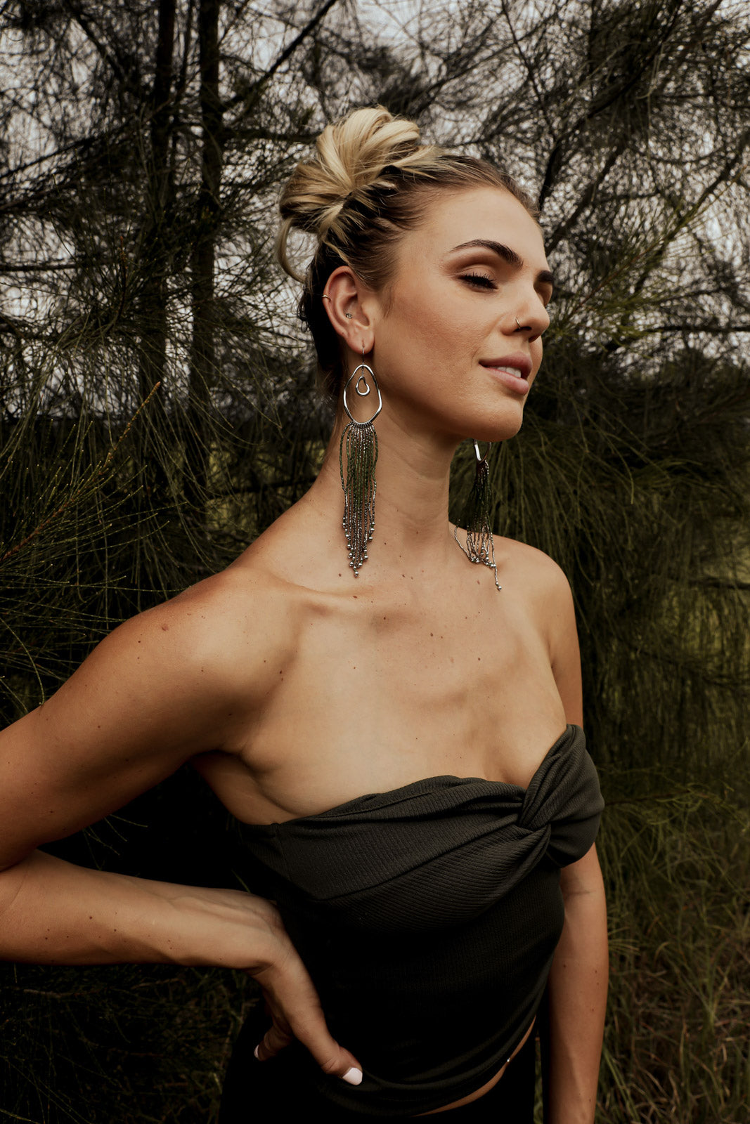 GAEA Fringe Earrings - Steel