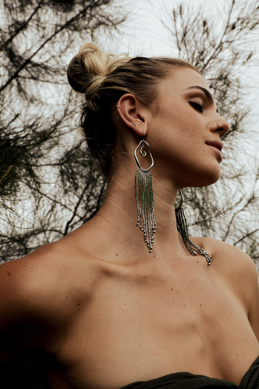 GAEA Fringe Earrings - Steel