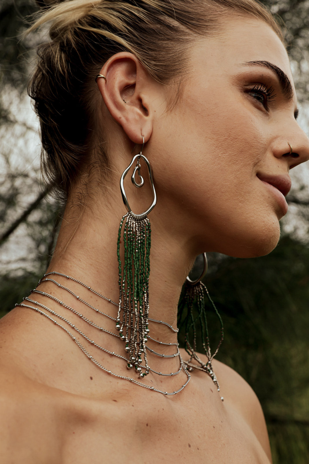 GAEA Fringe Earrings - Steel